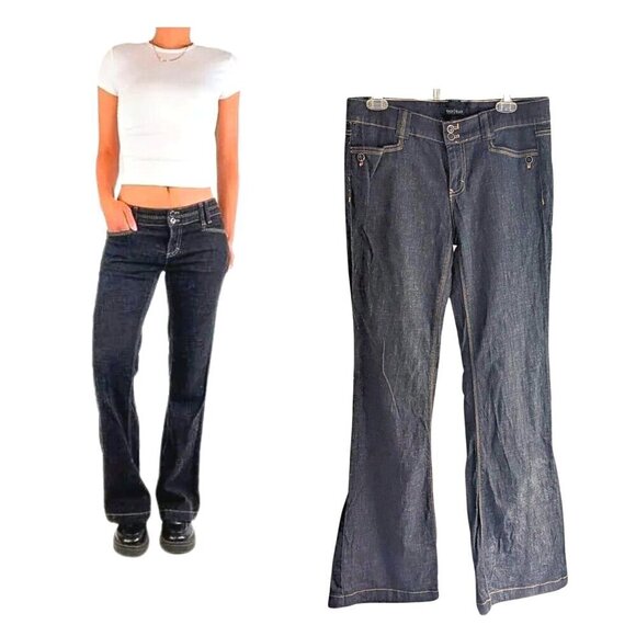 Vintage Y2K WHITE HOUSE Black Market Noir Black Indie Emo Bootcut Jeans Size 6R - Picture 1 of 10